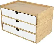 Bamboo Desktop Storage Drawer Scissors Supplies Premium for Study Bathroom white three layer
