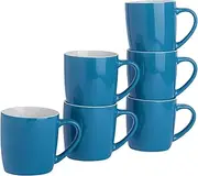 Argon Tableware Coloured Coffee Mugs - Blue - 350ml - Pack of 6 - Gloss Ceramic Stoneware Latte Cappuccino Cups Hot Chocolate Cups Colourful Mug Set with Handle