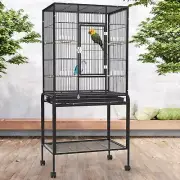 Bird Cage Parrot Aviary Pet Stand-alone Budgie Perch Castor Wheels Large 140cm