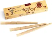 Hornet Natural Unrefined 1 1/4 Pre Rolled Paper Cones 32 Pack Cone