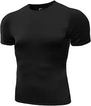 [The Pure Blue] Men's Sports Base Layer Short Sleeved Compression Vest Comfortable Tight Fit Body Shaper That Compresses Core Muscle Areas Aids Performance. Official Pure Blue Product