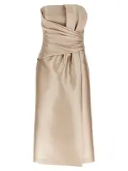 [Alberta Ferretti] Alberta Ferretti-Mikado Longuette Dress Gonne Beige-Donna 40IT Beige