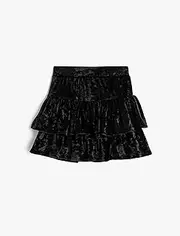 [Koton] Girls's Velvet Ruffled Layered Elastic Waist Skirt