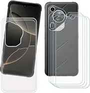 LCEHTOGYE Case for Fossibot F112 Pro + 4 Pcs Tempered Glass Screen Protector, Slim Transparent Shock-Absorption Soft TPU Bumper Protective Phone Case Cover for Fossibot F112 Pro (6,88")