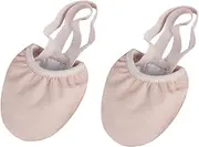 [Healeved] 1Pair Adult Elastic Band Ballet Shoes Dance Training Half Shoes with Fashion Toe Protector Comfortable and Flexible Dance Footwear Beige