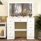 Makeup Vanity with 7 Drawers and Large Mirror, Vanity Desk 11 LED Lighted Mirror