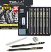 Drawing Sketching Pencil Set, 20 Pieces, Graphite Pencils (14B-4H), Charcoal Sti