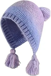 [DILINBAO] 2025 Gradient Color Beanies Women Fashion Winter Hat Soft Knitted Hat Cute Pompoms Crochet Skull Cap Warm Ski Hat