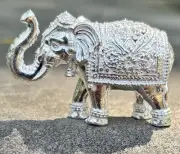 999 Silver Hindu Religious Solid Elephant Hathi Idol Statue 46 gm, good luck