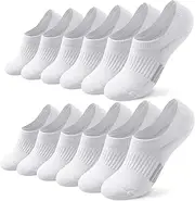 [Shudyear] Trainer Socks for Womens, 6 Pairs No Show Ankle Socks, Invisible Non Slip Ladies Cotton Sports socks, Girls Low Cut Cotton Short, Cushioned Anti Blister, White, 8-9.5 US