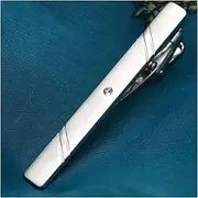 [DUUDAH] Fashion Tie Clips Tie Tack Pins,Men's Metal Necktie Bar Crystal Dress Shirts Tie Pin Cufflinks Wedding Metal Silver Color Tie Clip Man Accessories(Metal Color:7) (Size : 6)