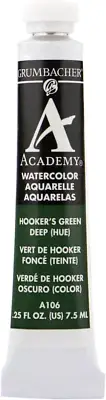 Academy Watercolor Paint, 7.5Ml/0.25 Oz., Hooker'S Green Deep Hue (A106)