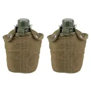 2x Cockatoo Camping 1qt Spill-Proof Canteen Water Container w/ Cover Army Green