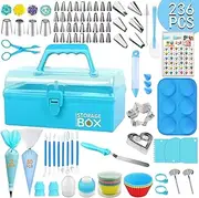 BEANPRECOY Cake Decorating Tools Supplies 236Pcs Cake Decorating Kit Baking Supplies Accessories with Storage Case Piping Bags Cupcake Cookie Frosting Bakery Set for Adults Beginners or Professional