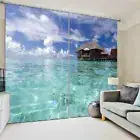 Blue Clear Nice Ripple 3D Curtain Blockout Photo Printing Curtains Drape Fabric