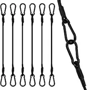 SDTC Tech 8 Inch Bungee Cord with Carabiner Hook, 6 Pack Superior Latex Straps Strong Small Elastic Rope with Clip for Luggage Rack, Shelves, Camping, Bike Rack, Hanging Plant, Black 5mm Dia. Cords
