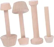 FUNNETOYU 4pcs Wooden Tart Tamper Set: Double Side Pie Mold Pastry Dough Pusher Egg Tart Shaping DIY Cake Baking Tool for Cheesecakes Pasta Dessert Kitchen Bakeware Muffin
