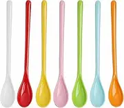 FunWorth Plastic Spoon Set, 7 Pieces Long Handle Plastic Egg Spoons, Anti-Drop Jam Spoons, Colourful Colours, Ideal for Yogurt, Ice Cream, Coffee, Drinks, Home Kitchen and Catering