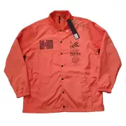 Paper Planes Destination Coach Jacket Mens XL Orange Windbreaker Graphics NWT