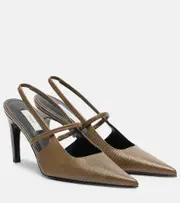 [Toteme] Toteme 85 leather slingback pumps AU 10 green