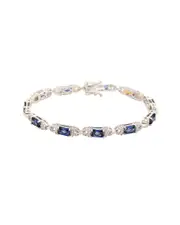 Suzy Levian Silver 0.02 ct. tw. Diamond & Gemstone Bracelet