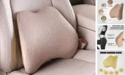 Memory Foam Lumbar Support Pillow for Car - Back Support for Car Seat Beige-m
