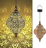 Solar Lantern for Outdoors, Moroccan Garden Lantern, Decorative Solar Lamp Hanging, Plastic LED Solar Lantern for Outdoor, Tree, Patio