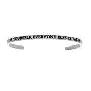 Intuitions Stainless Steel BE YOURSELF.EVERYONE ELSE IS TAKEN. Diamond Accent Cuff Bangle Bracelet, 7"