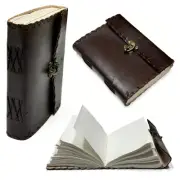 Plain Leather Journal with Lock - 5x7 Writing & Drawing Blank Notebook
