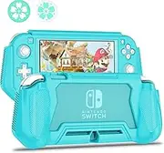 Switch Lite Case Protective Case for Nintendo Switch Lite, Case Compatible with Nintendo Switch Lite Hand Grip Case with Detachable TPU+Built-in PC Screen Protector & 2 x Thumb Grip Caps(Gray）