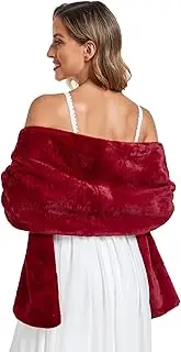 [Pukguro] Faux Fur Shawl Wraps for Wedding Womens Soft Winter Scarf Shrug Formal Party