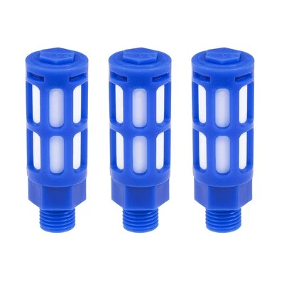 Plastic Pneumatic Muffler Exhaust Air Line Muffler Bigger 1/4 PT Blue, 3PC