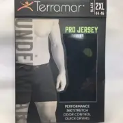 Terramar Mens Underwear Boxer Brief Pro Jersey Stretch Odor Control Black 2XL