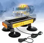 10.7" Emergency Strobe Lights Bar for Trucks - JMEST LEAD Waterproof Double Side Safety Warning Traffic Advisor Beacon Flashing Light Bar with Magnetic Base (Amber)