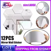 Hexagons Adhesive Mirror Wall Sticker Removable Polystyrene Decal Bedroom Office