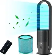 ULTTY Bladeless Tower Fan with HEPA Filter, 90° Oscillating Tower Fan, Remo