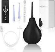 TEMONTIAN Enema Bulb Kit ， Douche for Men Women Beginners， with 19.7in Hose+4 Nozzles (Black)
