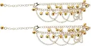 BAZEITFLOW 1 Pair Dancing Foot Bell Anklet Chain Bell Charm Anklet Leg Chain Anklet Band Foot Chain Bells Ankle Adornment Tinkling Anklet with Bells Rhythm Instruments Metal Golden