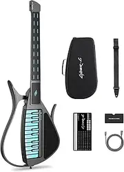 Enya CYBER-G Stringless Smart Guitar, Foldable Travel Backing Guitarra, Drum Machine &Bassline, 20 Instrument Sounds for One-Man Band, App lnteractive Chord Sheets, For Beginner&Adult (Black)