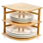3-Tier Bamboo Corner Shelf, Kitchen Countertop Storage Organizer, Cabinet