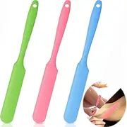 Custelen 3-Pack Non-Stick Silicone Wax Spatulas - Reusable Waxing Applicators for Hair Removal at Home or Salon (Blue, Pink, Green)