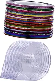 DEARMAMY 1Set Nail Striping Tape Nail Art Decor with Lines Transparent Dispensers Self Adhesive for Easy Application for DIY Nail Art Party Use