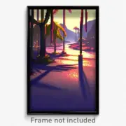 Pixel Art Poster - Shadowy Oasis (8 Bit Psychedelic Trippy Video Game Print)