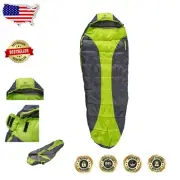 Adult-Sized Mummy Sleeping Bag with Insulated Draft Collar & Synthetic Fill