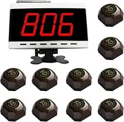 SINGCALL Wireless Calling System, Patient Calling System, Wireless Table Call System, for Hospital. Restaurant Pack of 1 Pc White Display and 10 Pcs Table Bells.