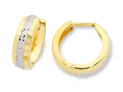 9kt 2 Tone Silver Infused Hoop Earrings