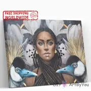 Paint By Numbers Kit Woman Animal Abstract Canvas Framed Acrylic Oil Decor Adult