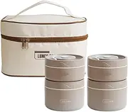Stainless Steel Bento Box Adult Lunch Box, Portable Insulated Food Lunch Container Set with Thermal Lunch Box, 4 Separate Stackable Lunch Container for Adult Kids Men Women