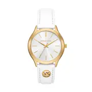 Michael Kors Slim Runway Three-Hand White Leather Watch MK7466