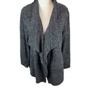 Eileen Fisher NWT Charcoal Gray Terrazzo Drape Front Stand Clear Open Jacket XL